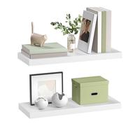 eSituro Lot de 2 Étagères Murales, Étagère Flottante, en MDF et Métal, avec Support Invisible, pour Chambre, Salon, Bureau, Cuisine, Blanc, 50x22,9x3,8cm