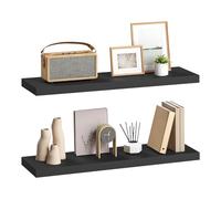 eSituro Lot de 2 Étagères Murales, Étagère Flottante, en MDF et Métal, avec Support Invisible, pour Chambre, Salon, Bureau, Cuisine, Noir, 70x22,9x3,8cm