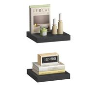 eSituro Lot de 2 Étagères Murales, Étagère Flottante, en MDF et Métal, avec Support Invisible, pour Chambre, Salon, Bureau, Cuisine, Noir, 25x22,9x3,8cm