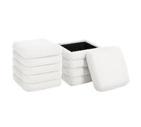 eSituro Lot de 2 Tabouret de Rangement Pliant, Pouf Coffre avec Couvercle Amovible, Rembourré, Cadre MDF, en Polaire Teddy, pour Salon, Chambre, Entrée, Blanc