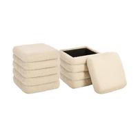 eSituro Lot de 2 Tabouret de Rangement Pliant, Pouf Coffre avec Couvercle Rembourré Amovible, avec Cadre MDF, pour Salon, Chambre, Entrée, en Polaire Teddy, Beige