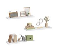 eSituro Lot de 3 Étagère Murale, Étagère Flottante, Étagère Rangement Murale, en MDF et Métal, avec Support Invisible, pour Chambre, Salon, Bureau, Cuisine, Blanc, 70x22,9x3,8cm