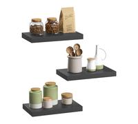 eSituro Lot de 3 Étagères Murales, Étagère Flottante, en MDF et Métal, avec Support Invisible, pour Chambre, Salon, Bureau, Cuisine, Noir, 40x22,9x3,8cm