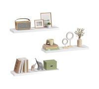 eSituro Lot de 3 Étagères Murales, Étagère Flottante, en MDF et Métal, avec Support Invisible, pour Chambre, Salon, Bureau, Cuisine, Blanc, 80x22,9x3,8cm