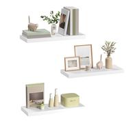eSituro Lot de 3 Étagères Murales, Étagère Flottante, en MDF et Métal, avec Support Invisible, pour Chambre, Salon, Bureau, Cuisine, Blanc, 50x22,9x3,8cm