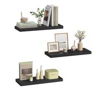 eSituro Lot de 3 Étagères Murales, Étagère Flottante, en MDF et Métal, avec Support Invisible, pour Chambre, Salon, Bureau, Cuisine, Noir, 50x22,9x3,8cm