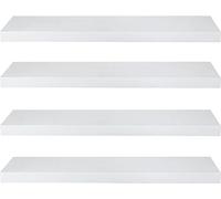 eSituro Lot de 4 Étagère Murale, Étagère Flottante, Étagère Rangement Murale, en MDF et Métal, avec Support Invisible, pour Chambre, Salon, Bureau, Cuisine, Blanc, 80x22,9x3,8cm