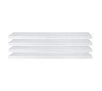 eSituro Lot de 4 Étagères Murales, Étagère Flottante, en MDF et Métal, avec Support Invisible, pour Chambre, Salon, Bureau, Cuisine, Blanc, 110x22,9x3,8cm