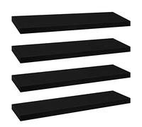 eSituro Lot de 4 Étagères Murales, Étagère Flottante, en MDF et Métal, avec Support Invisible, pour Chambre, Salon, Bureau, Cuisine, Noir, 30x22,9x3,8cm