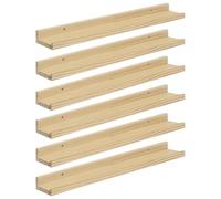 eSituro Lot de 6 Étagère Murale Bois, Étagère Murale, Tablette Murale, Étagère Flottante Murale, avec Bord de Protection, pour Chambre, Salon, Cuisine, Entrée, Couleur Bois Naturel, L60xP10xH4cm