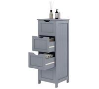 eSituro Meuble de Rangement de Salle de Bain, sur Pied avec 4 Tiroirs en MDF, Gris