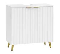 eSituro Meuble de Salle de Bain sous Évier, Meuble sous Lavabo avec Découpe pour Siphon 12x20cm, Portes et Étagère Réglable, 60x30x62 cm