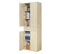 eSituro Meuble Rangement Bureau, Armoire de Rangement, Placard Rangement, 3 Étagères Réglables, 1 Tiroir, en Bois d'Ingénierie, 60x34x180cm, Chêne Clair