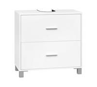 eSituro Meuble sous Lavabo, Meuble sous Vasque, avec 2 Tiroirs, en Bois d'Ingénierie, avec Découpe pour Siphon, 60x30x60cm, Blanc