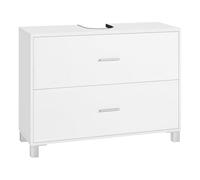 eSituro Meuble sous Lavabo Salle de Bain, Meuble sous Vasque, avec 2 Tiroirs, Découpe de Siphon 15x20 cm, en Bois d'Ingénierie E1, Pieds Surélevés, Blanc, 80x30x60 cm