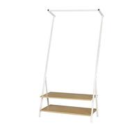 eSituro Portant Penderie à vêtement Porte-Manteau étagère en Bois pour Chaussures Penderie Support Manteau en métal, Blanc SGR0061