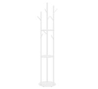 eSituro Portemanteau, en Forme d'Arbre, avec 9 Crochets et 3 Étagères de Rangement, sur Pieds, en Métal, Base en Marbre, Blanc