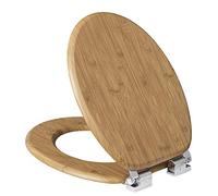 eSituro Siège de toilettes en bois à fermeture amorti avec charnière réglable, antidérapant et antibactérien, pour salle de bain familiale