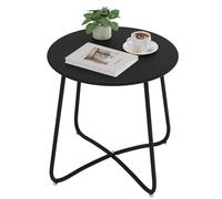 eSituro Table Basse Ronde, Table d'Appoint, pour l'Intérieur, l'Extérieur, Salon, Balcon, Terrasse, Jardin, en Métal, Ø45xH45 cm, Noir