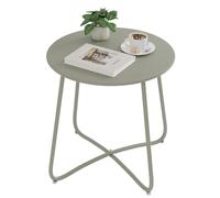 eSituro Table Basse Ronde, Table d'Appoint, pour l'Intérieur, l'Extérieur, Salon, Balcon, Terrasse, Jardin, en Métal, Ø45xH45 cm, Gris