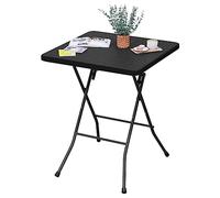 eSituro Table de Jardin, Table Pliante 61x61x73cm, pour Extérieur, Terrasse, Aspect en Rotin, Noir