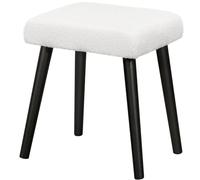 eSituro Tabouret, Pouf, Tabouret Coiffeuse, Repose Pied Salon, Pouf Rectangulaire avec Assise Rembourrée, en Velours Teddy, Beige