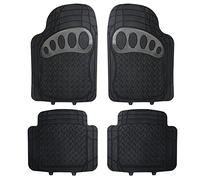 eSituro Tapis de Sol pour Voiture 4 pièces Tapis Auto Universel en Caoutchouc,Argent+Noir