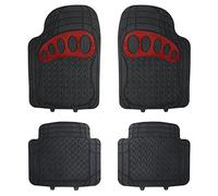 eSituro Tapis de Sol pour Voiture 4 pièces Tapis Auto Universel en Caoutchouc,Rouge+Noir