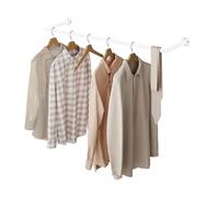 eSituro Tringle à Vêtements Murale, Porte-vêtements Industriel 114cm en Tubes Carrés Mtalliques, pour la Buanderie, le Vestiaire, le Salon et la Garde-Robe, Blanc