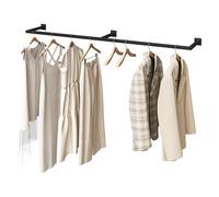 eSituro Tringle à Vêtements Murale, Porte-vêtements Industriel 170cm en Tubes Carrés Mtalliques, pour la Buanderie, le Vestiaire, le Salon et la Garde-Robe, Noir