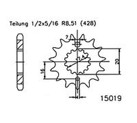EsJOT Chain pinion, 17 dents