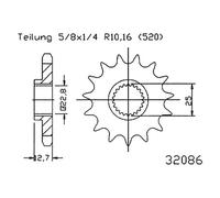 Esjot 32086 520 Front Sprocket Argenté 13t