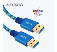 ESKAL-Aixxco Usb Vers Usb Câble D'Extension Type A Mâle À Mâle Usb 3.0 2.0 Extender Pour Radiateur Disque Dur Tv Box Usb 3.0 Câble D'Extension,5Gbps-Metal Blue,0.3M