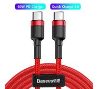 Eskal-Baseus ¿ Câble Usb Type-C Pd 100w 5a Usb-C, Pour Recharge Rapide, Cordon De Chargeur Usb-C Pour Macbook, Samsung, Xiaomi, Poco,60w Red,0.5m