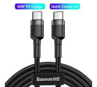 Eskal-Baseus ¿ Câble Usb Type-C Pd 100w 5a Usb-C, Pour Recharge Rapide, Cordon De Chargeur Usb-C Pour Macbook, Samsung, Xiaomi, Poco,60w Gray Black,0.5m