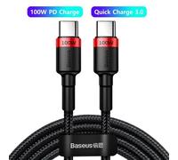 Eskal-Baseus ¿ Câble Usb Type-C Pd 100w 5a Usb-C, Pour Recharge Rapide, Cordon De Chargeur Usb-C Pour Macbook, Samsung, Xiaomi, Poco,100w Red Black,0.5m