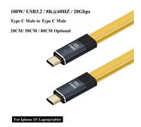 ESKAL-Câble D'Alimentation Usb 3.2 Type C Mâle Vers Type C Mâle, Câble De Données À Charge Rapide Pour Projection, Isabel 2, 100W, 20V, 20Gbps, 8K,Pcm-Usb3.2C-Y,0.2M