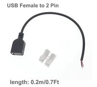 ESKAL-Câble D'Alimentation Usb Dc 2 Broches, Rallonge Usb Mâle Femelle À 2 C?urs Pour Équipement 5V Installé, Bricolage, Remplacement Des Appareils De Réparation,Usb Female 0.2M 1Pcs,