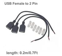 ESKAL-Câble D'Alimentation Usb Dc 2 Broches, Rallonge Usb Mâle Femelle À 2 C?urs Pour Équipement 5V Installé, Bricolage, Remplacement Des Appareils De Réparation,Usb Female 0.2M 3Pcs,