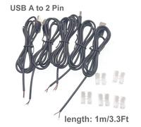 ESKAL-Câble D'Alimentation Usb Dc 2 Broches, Rallonge Usb Mâle Femelle À 2 C?urs Pour Équipement 5V Installé, Bricolage, Remplacement Des Appareils De Réparation,Usb Male 1M 5Pcs,