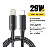 ESKAL-Câble Usb C Essager Pour Iphone 14 13 12 11 Pro Max Xs 8 Plus Ipad Macbook Fil 29W Pd Charge Rapide Type C Vers Cordon De Données D'Éclairage,Black 27W,0.25M