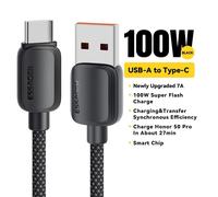 Eskal-Essager 7a 100w Usb Type C Câble Pour Huawei Honor 88w Pd Chargeur De Charge Rapide Usb A Câble De Cordon De Données Pour Xiaomi Oneplus Samsung,Black 7a 100w A To C,1m