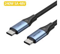 Eskal-Vention Pd 240w Usb Type C À Type C 5a 48v Chargeur Rapide Câble Tressé Cordon De Données Fil Carplay Pour Samsung S24 Iphone 16 Macbook,240w 5a 48v,0.5m