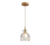 ESKED Suspension Vintage en Verre avec Douille E27 et Interrupteur Rotatif, Luminaire Plafonnier avec Abat-Jour en Forme de Pétale pour Cuisine, Salle à Manger ou Chambre (transparent, 1 pièce)