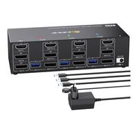 ESKEVE Commutateur KVM 3 PC 3 Moniteurs HDMI + 2 DisplayPort 8K60Hz 4K144Hz 4x USB 3.0
