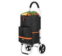 Eskey Caddie de Courses avec Compartiment Isotherme - Pliable - Chariot de Courses - Étanche - 50L - Réflecteurs