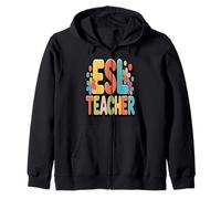 ESL Teacher Groovy Floral Rétro Sweat à Capuche