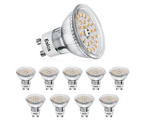 Eslas LED Gu10 Blanc Chaud CRI>90, 5W 550Lm 3000K, Angle de Faisceau de 120 Degrés, Ampoule LED GU10 Réflecteur, Non-variable, 10 Pièces