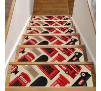 Eslifey Britain London Lot de 15 tapis d'escalier antidérapants pour marches en bois, 76,2 x 20,3 cm, pour chiens, enfants, personnes âgées avec adhésif réutilisable