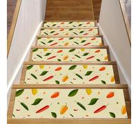 Eslifey Chili Patterns Lot de 15 tapis d'escalier d'intérieur antidérapants pour marches en bois, 76,2 x 20,3 cm, pour chiens, enfants, personnes âgées avec adhésif réutilisable